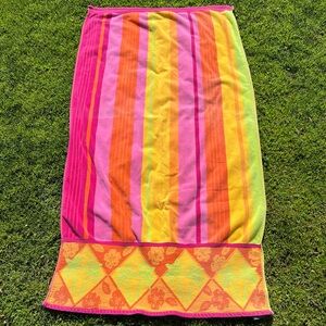 Y2K 100% Egyptian Cotton Oversized Beach Towel Colorful Palms Hibiscus 36x66